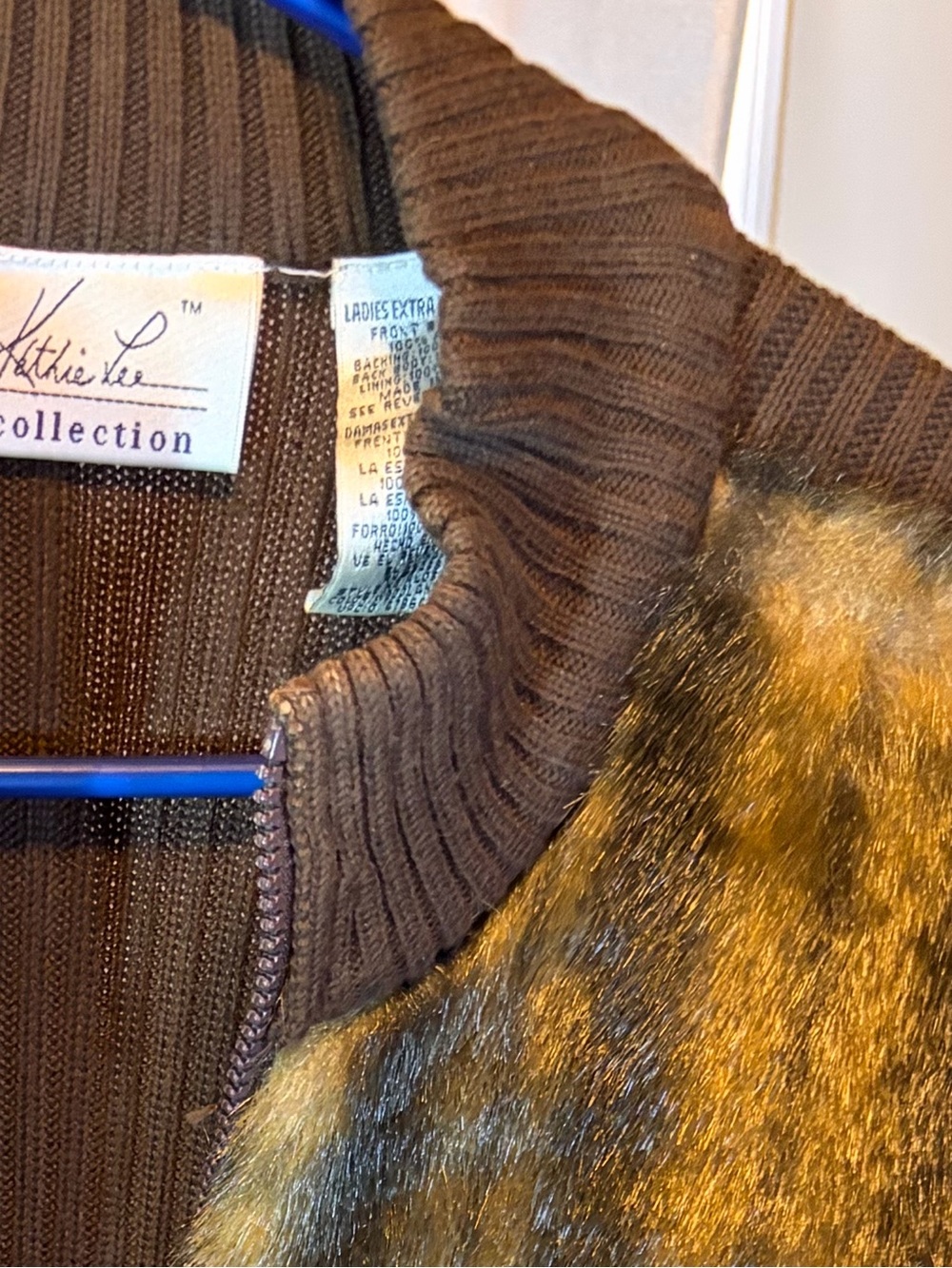 Kathie Lee Collection Brown Faux Fur Vest with Knit Back